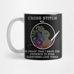 Snarky Cross Stitch Bunny in A Hoop is Stabby Mug